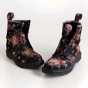 Dr. Martens Victorian Floral Pattern Boots Womens US 8 Whimsigoth Laces Missing